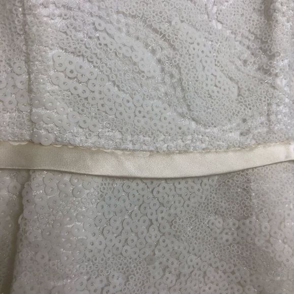 Nanette Lepore White Sequin Strapless Ribbon Trim Dress size 0 - Picture 10 of 15